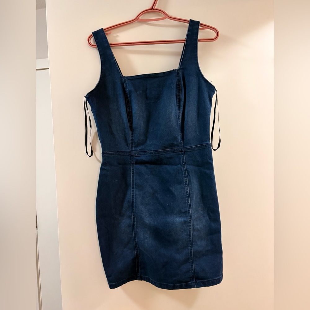 Dark Blue Denim Dress - size s but stretchy!! - Picture 2 of 4